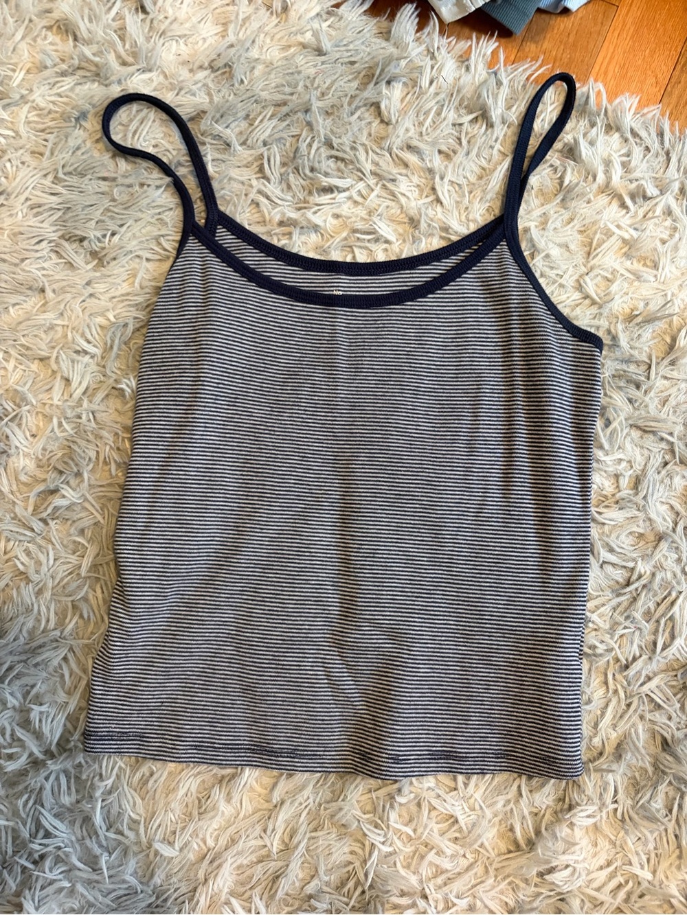 Women's Navy Striped Cotton Tank Top
